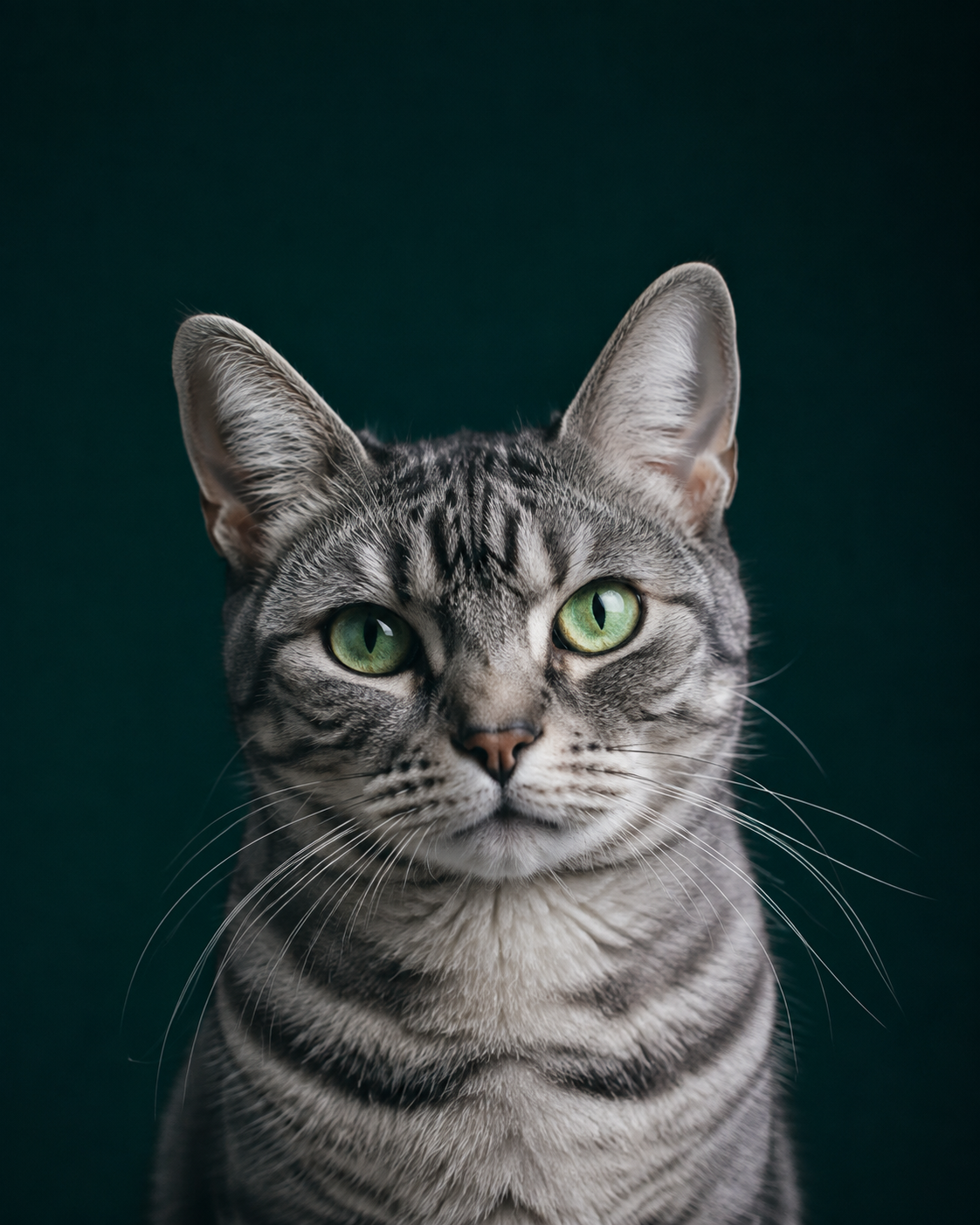 Ilustración de reconocimiento facial: gato atigrado plateado mirando a la cámara