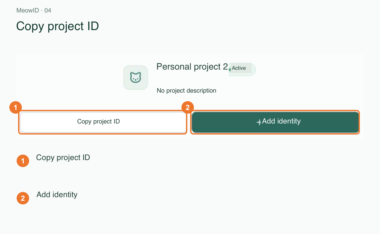 4. Copy the project ID and open cat management