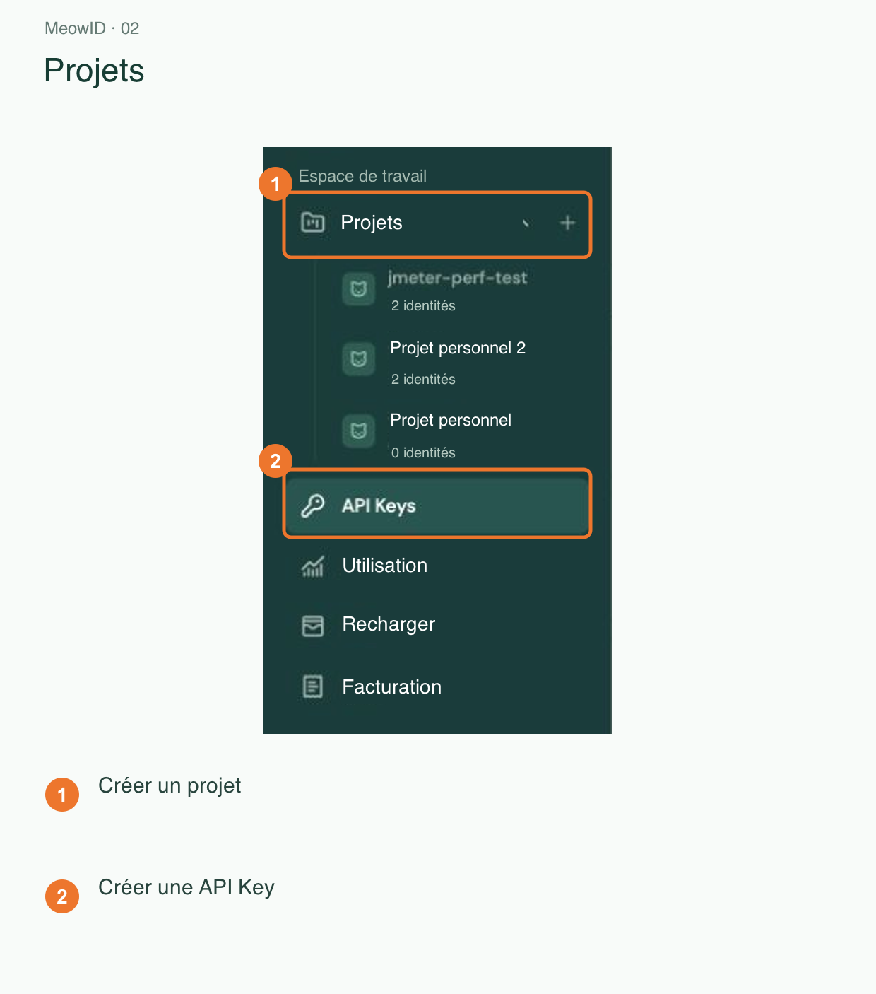 2. Accès aux projets et aux clés API