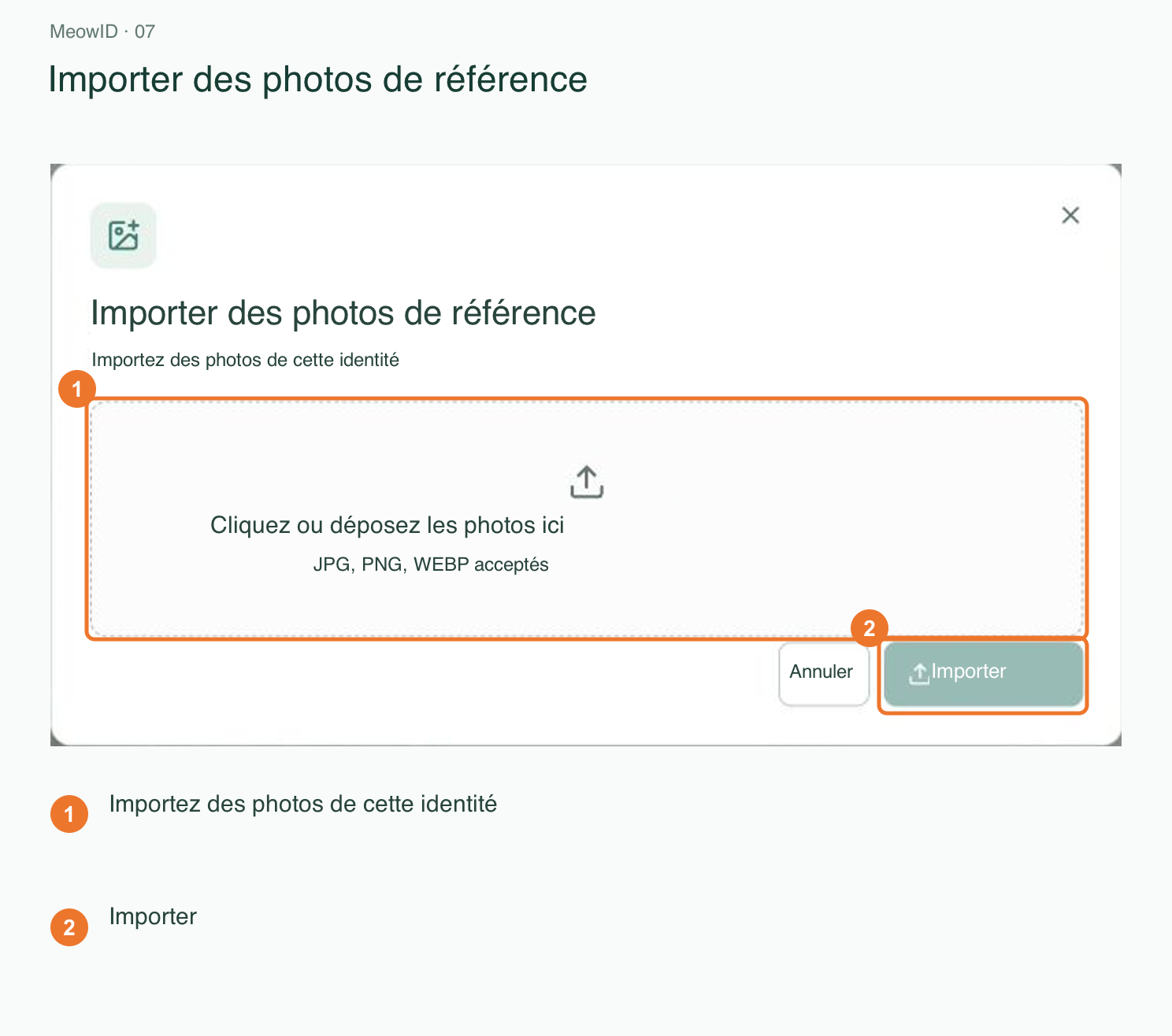 7. Sélection et import de la photo de référence