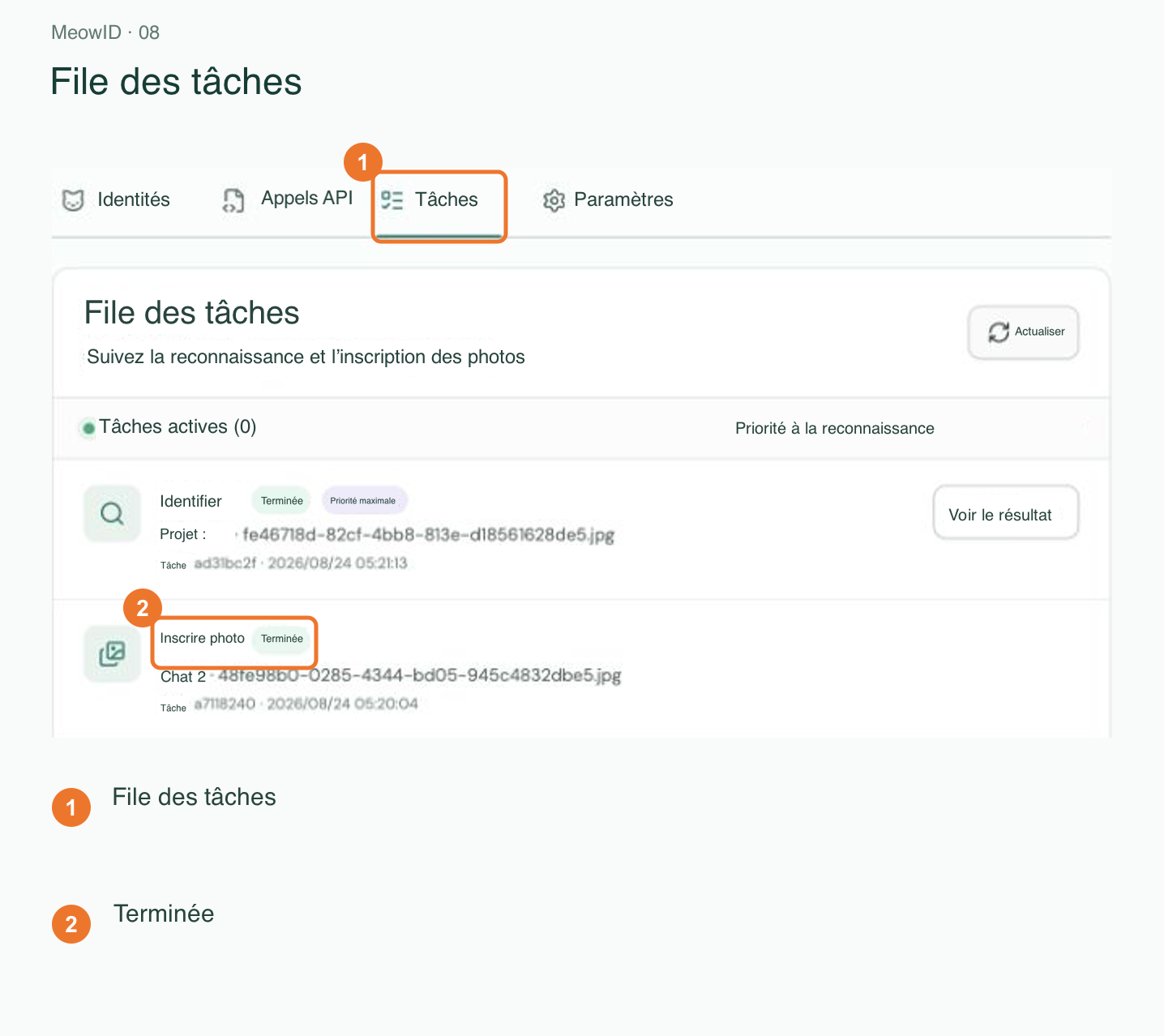 8. Vérification de la fin de la tâche